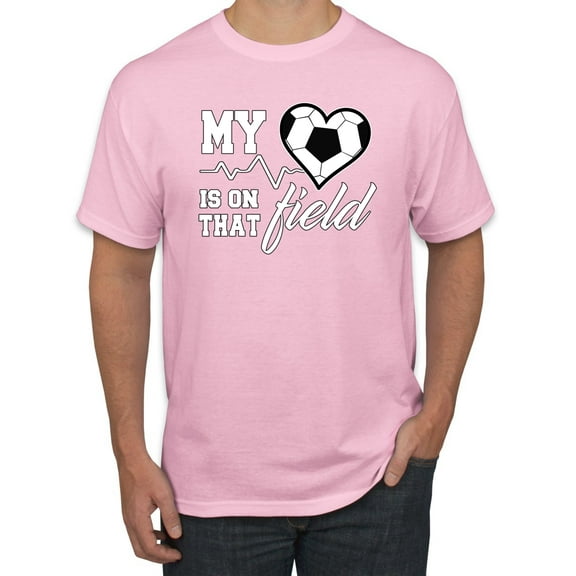 Wild Bobby, My Heart Is On That Soccer Field, Sports, Men Graphic Tee, Light Pink, Large