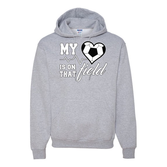Wild Bobby, My Heart Is On That Soccer Field, Sports, Unisex Graphic Hoodie Sweatshirt, Heather Grey, X-Large