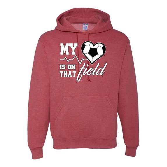 Wild Bobby, My Heart Is On That Soccer Field, Sports, Unisex Graphic Hoodie Sweatshirt, Vintage Heather Red, Large