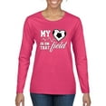 thumbnail image 1 of Wild Bobby, My Heart Is On That Soccer Field, Sports, Women Graphic Long Sleeve Tee, Fuschia, Large, 1 of 4