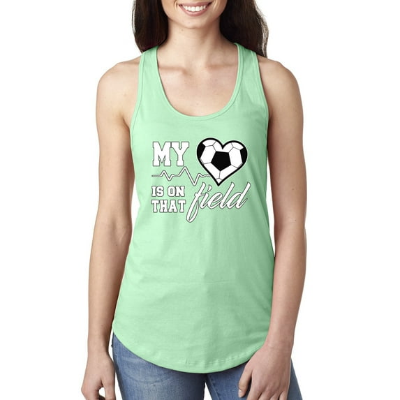 Wild Bobby, My Heart Is On That Soccer Field, Sports, Women Racerback Tank Top, Mint, Medium