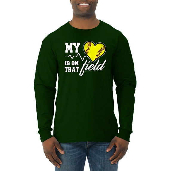 Wild Bobby, My Heart Is On That Tennis Field, Sports, Men Long Sleeve Shirt, Forest Green, Medium