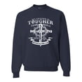 thumbnail image 1 of Wild Bobby, My Savior Is Tougher Than Nails Revelation 1:18, Inspirational Christian, Unisex Crewneck Graphic Sweatshirt, Navy, Small, 1 of 5