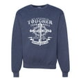 thumbnail image 1 of Wild Bobby, My Savior Is Tougher Than Nails Revelation 1:18, Inspirational Christian, Unisex Crewneck Graphic Sweatshirt, Vintage Heather Navy, Small, 1 of 5
