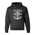 thumbnail image 1 of Wild Bobby, My Savior Is Tougher Than Nails Revelation 1:18, Inspirational Christian, Unisex Graphic Hoodie Sweatshirt, Heather Black, Small, 1 of 5