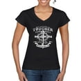 thumbnail image 1 of Wild Bobby, My Savior Is Tougher Than Nails Revelation 1:18, Inspirational Christian, Women Standard V-Neck Tee, Black, Small, 1 of 5