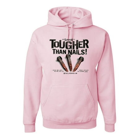 Wild Bobby, My Savior is Tougher than Nails Bible Verse | Male Inspirational/Christian Hooded Sweatshirt Graphic Hoodie, Light Pink, 3XL