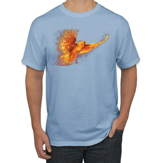 Wild Bobby, Mythical Fiery Phoenix, Pop Culture, Men Graphic Tees, Light Blue, Large