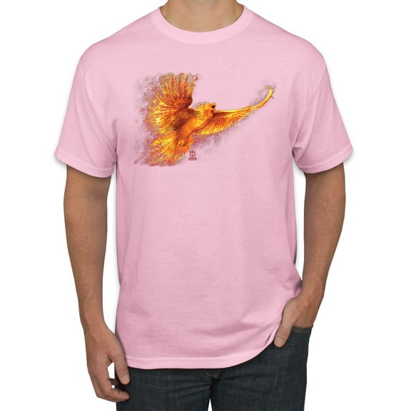 Wild Bobby, Mythical Fiery Phoenix, Pop Culture, Men Graphic Tees, Light Pink, 3XL