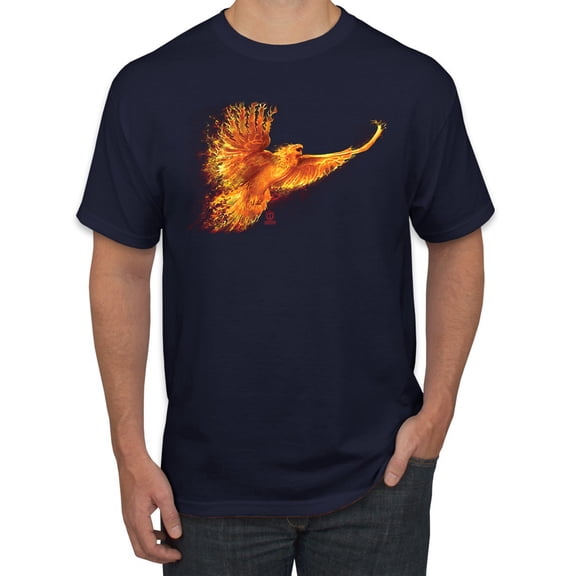 Wild Bobby, Mythical Fiery Phoenix, Pop Culture, Men Graphic Tees, Navy, Small
