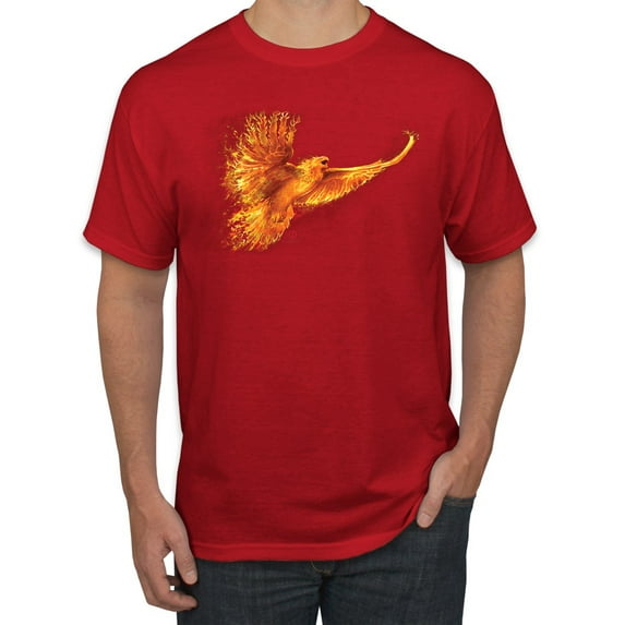 Wild Bobby, Mythical Fiery Phoenix, Pop Culture, Men Graphic Tees, Red, Small