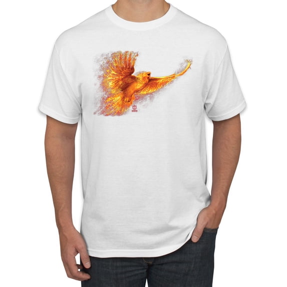 Wild Bobby, Mythical Fiery Phoenix, Pop Culture, Men Graphic Tees, White, Large