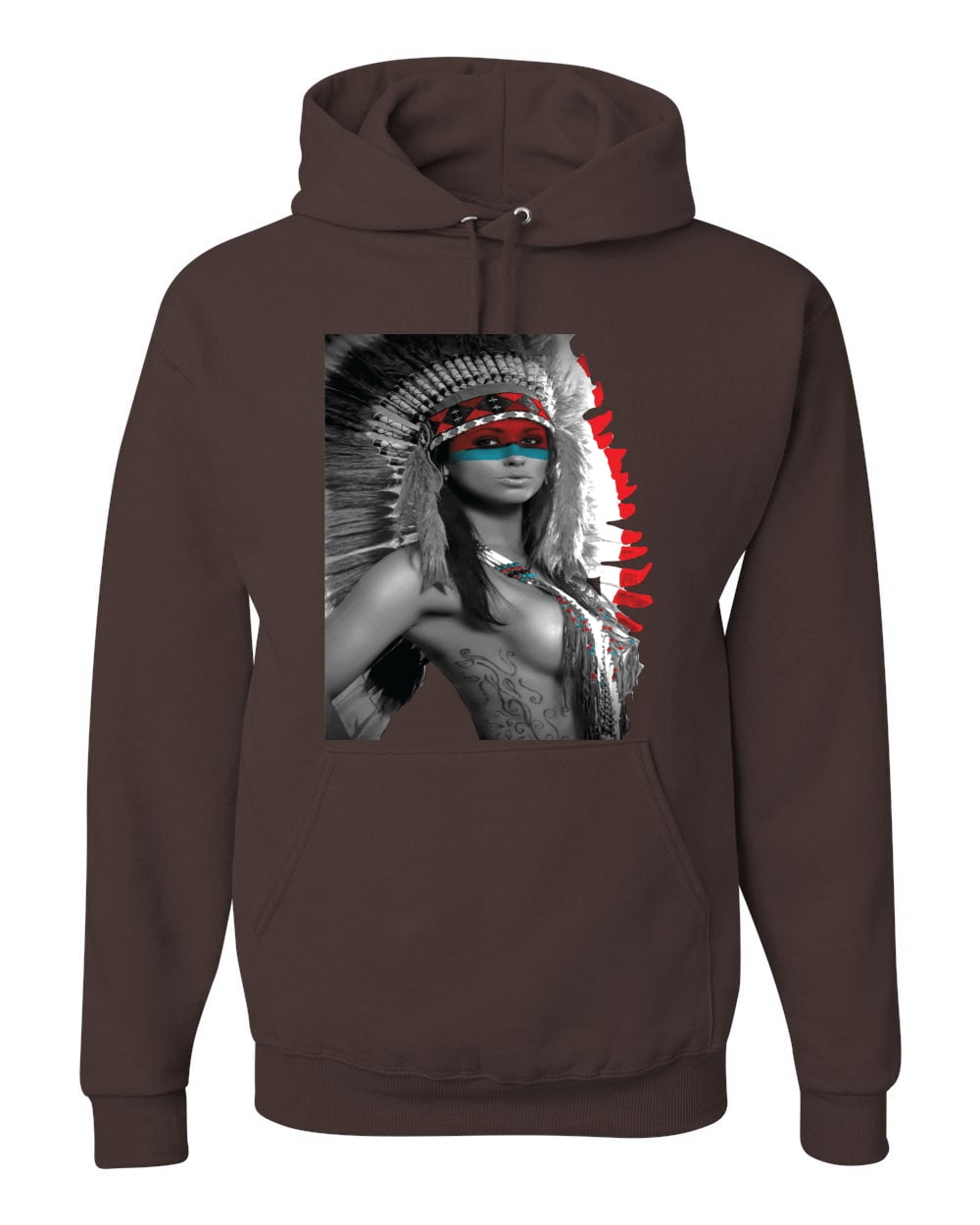 Wild Bobby Native American Indian Woman Ethnic Unisex Graphic Hoodie Sweatshirt Brown 3X Large Walmart