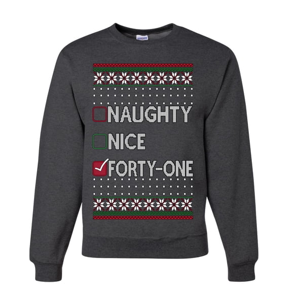 Wild Bobby Naughty Nice 41, Simple List, Christmas Unisex Sweater | Funny Holiday Unisex Crewneck Sweatshirt