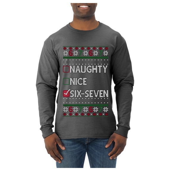 Wild Bobby Naughty Nice 6 7 Checklist Christmas Sweater | Funny Holiday Men Long Sleeve Shirt
