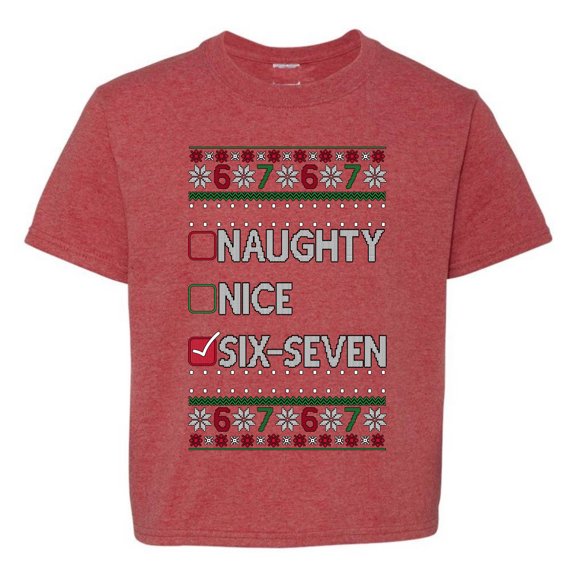 Wild Bobby Naughty Nice 6 7 Checklist Christmas Sweater | Holiday Unisex Boys Girls Graphic Youth T-Shirt