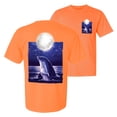thumbnail image 1 of Wild Bobby, Nautical Full Moon Bottlenose Dolphin, Animal Lover, Front and Back Garment-Dyed Short Sleeve Tees, Neon Orange, Large, 1 of 3