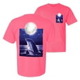 thumbnail image 1 of Wild Bobby, Nautical Full Moon Bottlenose Dolphin, Animal Lover, Front and Back Garment-Dyed Short Sleeve Tees, Neon Pink, Large, 1 of 3