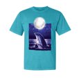 thumbnail image 1 of Wild Bobby, Nautical Full Moon Bottlenose Dolphin, Animal Lover, Garment-Dyed Washed Look Short Sleeve T-Shirt, Blue Lagoon, Small, 1 of 3