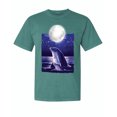 thumbnail image 1 of Wild Bobby, Nautical Full Moon Bottlenose Dolphin, Animal Lover, Garment-Dyed Washed Look Short Sleeve T-Shirt, Emerald, Small, 1 of 3