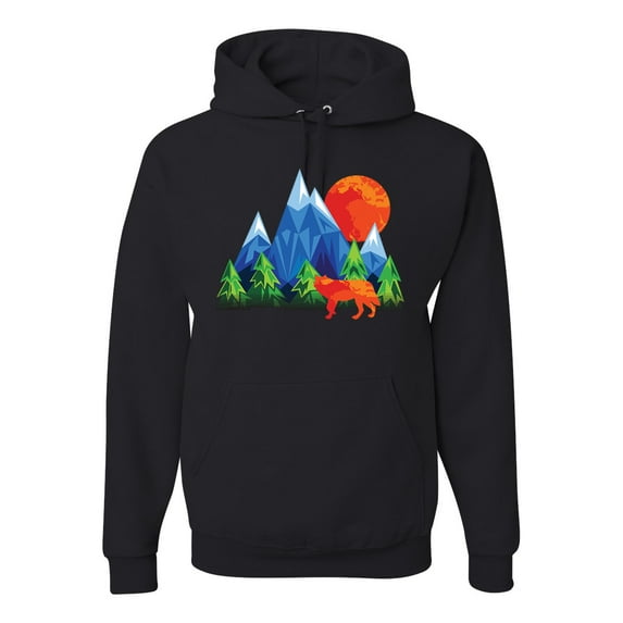 Wild Bobby, Neon Colorful California Bear Sunset Cali Redwoods, Graphic Hoodie, Black, Small