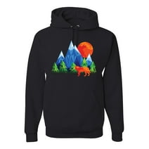Wild Bobby, Neon Colorful California Bear Sunset Cali Redwoods, Graphic Hoodie, Black, Small