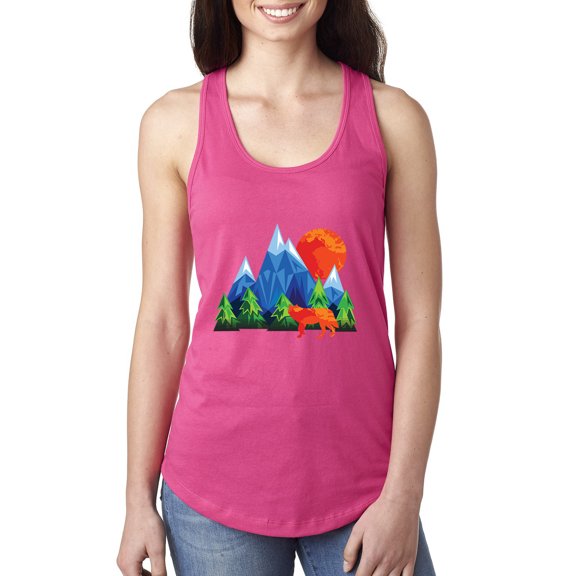 Wild Bobby, Neon Colorful California Bear Sunset Cali Redwoods | Womens Fashion Jersey Racerback Tank Top, Raspberry, X-Large
