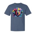 thumbnail image 1 of Wild Bobby,Neon Cute Dean Russo Labrador Retriver Dog Lover Garment-Dyed Washed Look Short Sleeve Tees, Navy, X-Large, 1 of 3