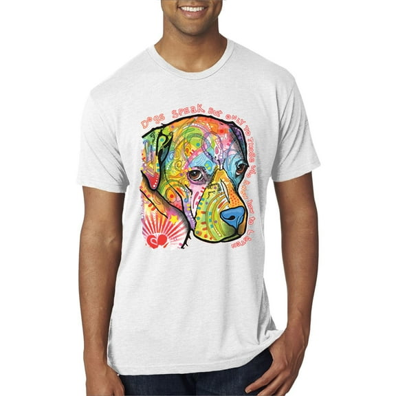 Wild Bobby, Neon Lab Dog Lover Shirt | Labrador Dogs Speak To Those Who Listen | Dean Russo Art Animal Lover Mens Premium Tri Blend T-Shirt, Heather White, Large