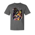thumbnail image 1 of Wild Bobby,Neon Rainbow Happy Cute Dog Dog Lover Garment-Dyed Washed Look Short Sleeve Tees, Charcoal, Large, 1 of 3