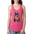 thumbnail image 1 of Wild Bobby, Neon Rainbow Horse Animal Lover Ladies Racerback Tank Top, Hot Pink, X-Large, 1 of 3