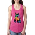 thumbnail image 1 of Wild Bobby, Neon Rainbow Horse Animal Lover Ladies Racerback Tank Top, Raspberry, Medium, 1 of 3