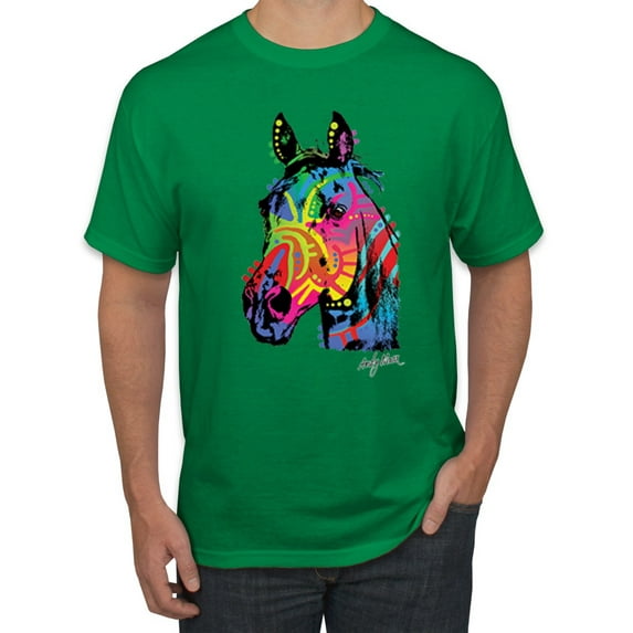 Wild Bobby, Neon Rainbow Horse Animal Lover Men's Graphic T-Shirt, Kelly, Medium