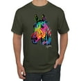 thumbnail image 1 of Wild Bobby, Neon Rainbow Horse Animal Lover Men's Graphic T-Shirt, Military Green, 3XL, 1 of 3