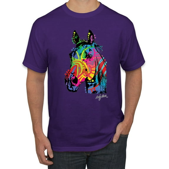 Wild Bobby, Neon Rainbow Horse Animal Lover Men's Graphic T-Shirt, Purple, Small