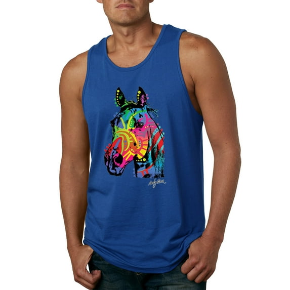 Wild Bobby, Neon Rainbow Horse Animal Lover Mens Graphic Tank Top, Royal, Small