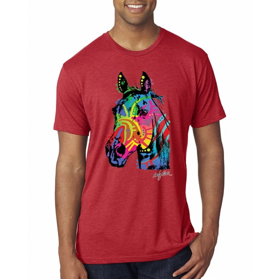 Wild Bobby, Neon Rainbow Horse Animal Lover Mens Premium Tri Blend T-Shirt, Vintage Red, Small