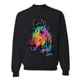 thumbnail image 1 of Wild Bobby, Neon Rainbow Horse Animal Lover Unisex Crewneck Graphic Sweatshirt, Black, Small, 1 of 3