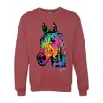 thumbnail image 1 of Wild Bobby, Neon Rainbow Horse Animal Lover Unisex Crewneck Graphic Sweatshirt, Vintage Heather Red, Medium, 1 of 3