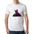 thumbnail image 1 of Wild Bobby, Neon Retro Rainbow DJ MC Hip Hop Cat | Mens Cat Lover Premium Tri Blend T-Shirt, Heather White, X-Large, 1 of 4