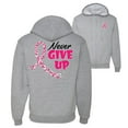 thumbnail image 1 of Wild Bobby, Never Give Up Fight Cancer, Breast Cancer Awareness, Front and Back Graphic Zip Up Hoodie Sweatshirt, Heather Grey, X-Large, 1 of 4