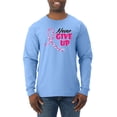 thumbnail image 1 of Wild Bobby, Never Give Up Fight Cancer, Breast Cancer Awareness, Men Long Sleeve Shirt, Light Blue, Small, 1 of 4