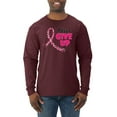 thumbnail image 1 of Wild Bobby, Never Give Up Fight Cancer, Breast Cancer Awareness, Men Long Sleeve Shirt, Maroon, 3X-Large, 1 of 4