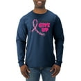 thumbnail image 1 of Wild Bobby, Never Give Up Fight Cancer, Breast Cancer Awareness, Men Long Sleeve Shirt, Vintage Heather Navy, X-Large, 1 of 4