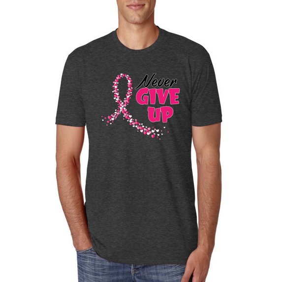 Wild Bobby, Never Give Up Fight Cancer, Breast Cancer Awareness, Men Premium Tri Blend Tee, Vintage Black, XX-Large