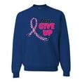 thumbnail image 1 of Wild Bobby, Never Give Up Fight Cancer, Breast Cancer Awareness, Unisex Crewneck Graphic Sweatshirt, Royal, Small, 1 of 4