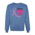 thumbnail image 1 of Wild Bobby, Never Give Up Fight Cancer, Breast Cancer Awareness, Unisex Crewneck Graphic Sweatshirt, Vintage Heather Blue, X-Large, 1 of 4