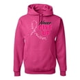 thumbnail image 1 of Wild Bobby, Never Give Up Fight Cancer, Breast Cancer Awareness, Unisex Graphic Hoodie Sweatshirt, Fuschia, Large, 1 of 4