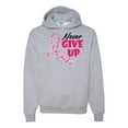 thumbnail image 1 of Wild Bobby, Never Give Up Fight Cancer, Breast Cancer Awareness, Unisex Graphic Hoodie Sweatshirt, Heather Grey, XX-Large, 1 of 4