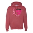 thumbnail image 1 of Wild Bobby, Never Give Up Fight Cancer, Breast Cancer Awareness, Unisex Graphic Hoodie Sweatshirt, Vintage Heather Red, Large, 1 of 4